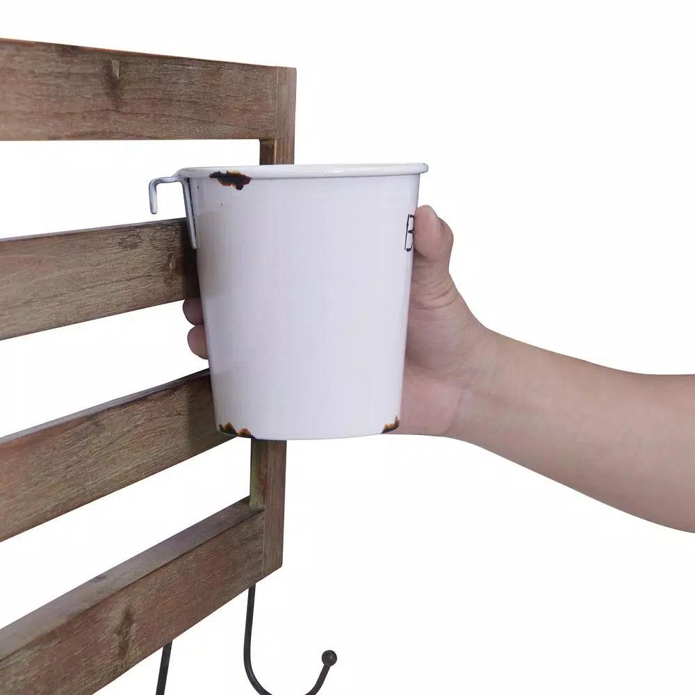 DANYA B DANAYA B. FHB2605 Rustic Hanging Utensil Caddy with 3 Tin Buckets and 5 Hooks