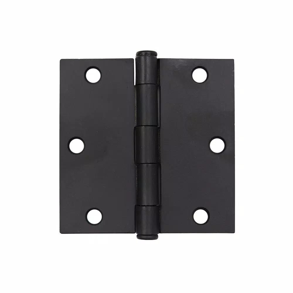 Everbilt 3-1/2 in. Matte Black Square Corner Smooth Action Door Hinge, 3-Pack