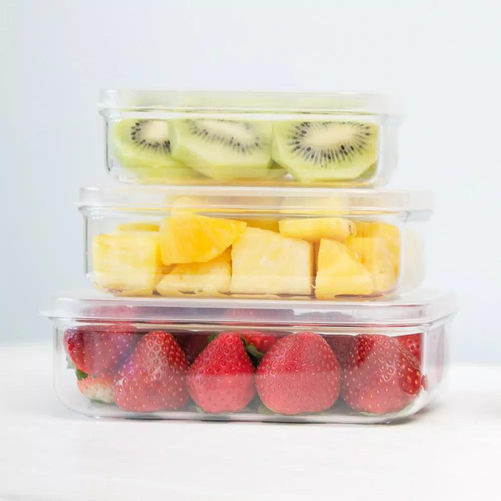 Lustroware Micro Clear Polypropylene Food Storage Container Set, 3-Piece