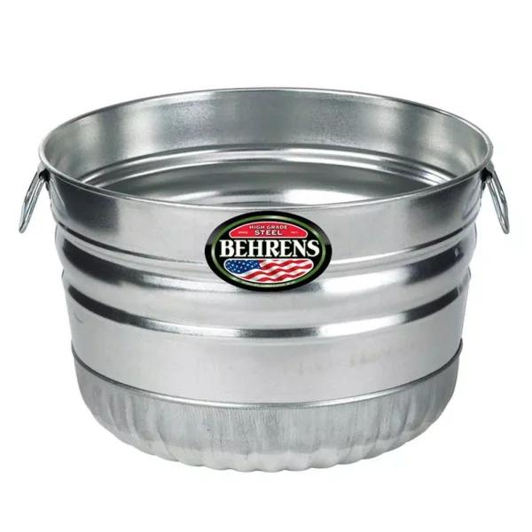 Behrens 1 Bushel Galvanized Steel Utility Basket, 9 Gallon Metal Harvest Tub