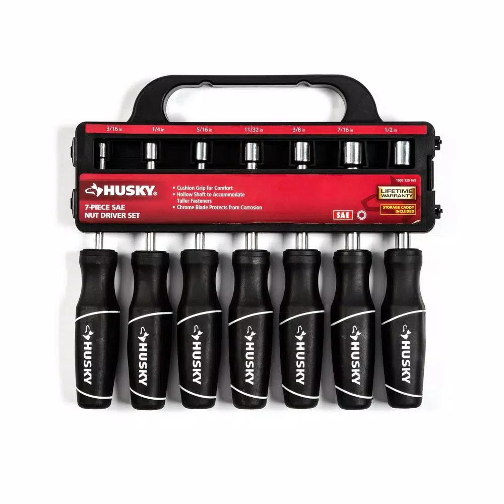 Husky 7-Piece SAE Nut Driver Set with Ergonomic Cushion Grip