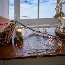 Noble House 6 ft. Snowy White Artificial Christmas Garland with Warm White LED Lights, Battery Operated thumbnail 5