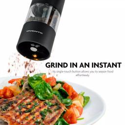 Ovente Electric Salt and Pepper Grinder Set, Battery Operated, Adjustable Coarseness, Black and White thumbnail 5