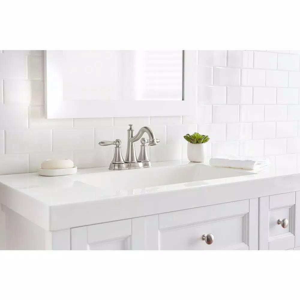 Glacier Bay Varina 4 in. Centerset 2-Handle High-Arc Bathroom Faucet, Brushed Nickel