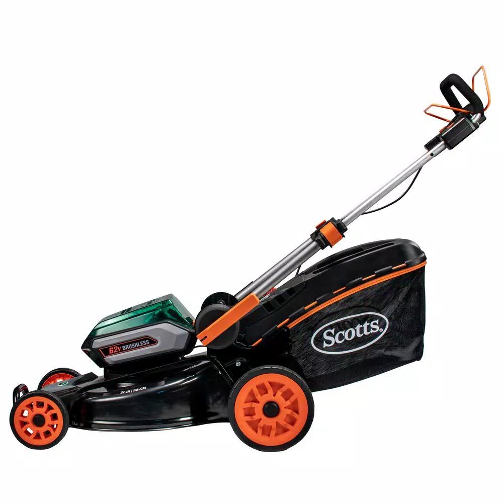 Scotts 21 in. 62V Cordless Self-Propelled Lithium-Ion Lawn Mower with Dual Batteries and Charger