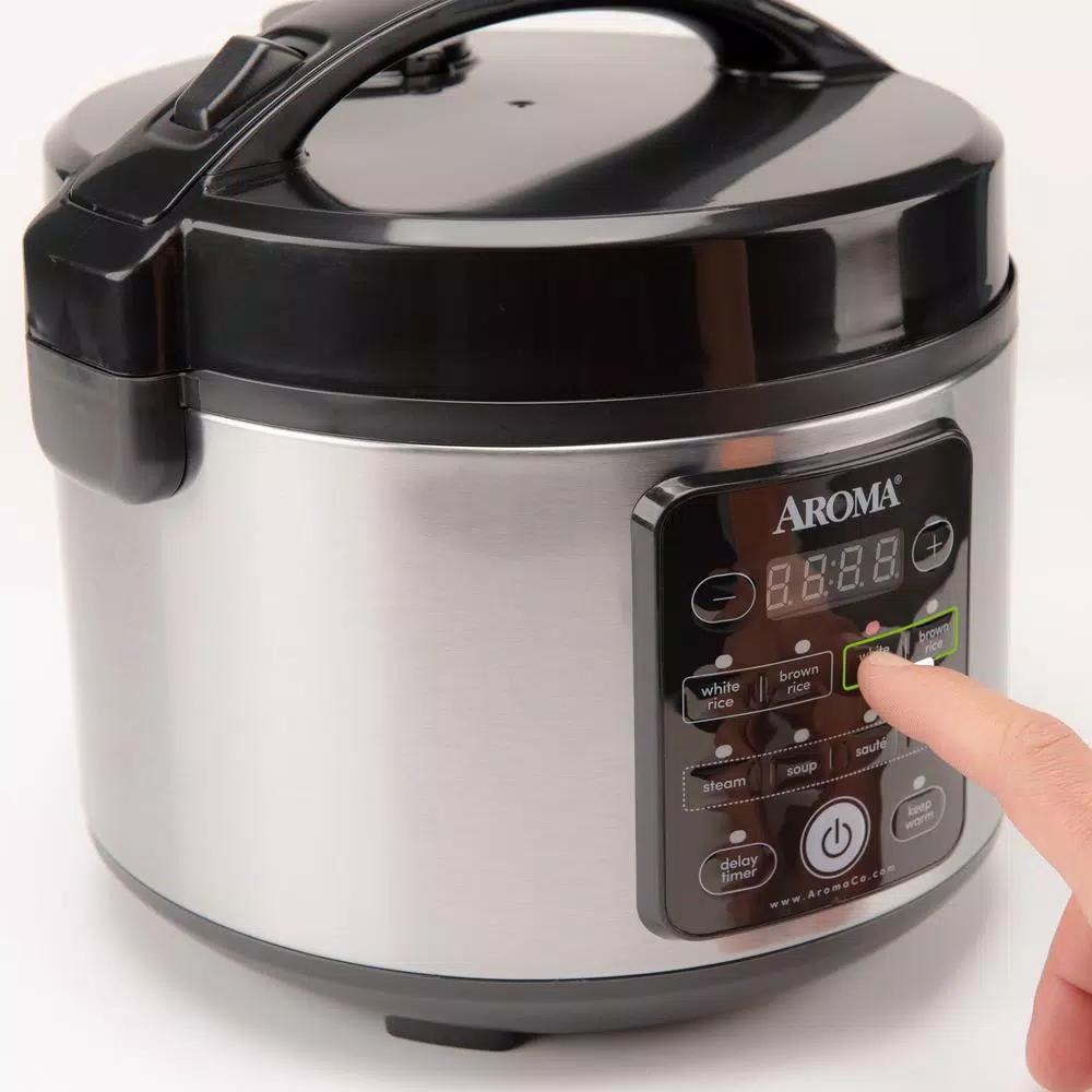 Aroma 12-Cup Smart Carb Rice Cooker and Multicooker, Stainless Steel