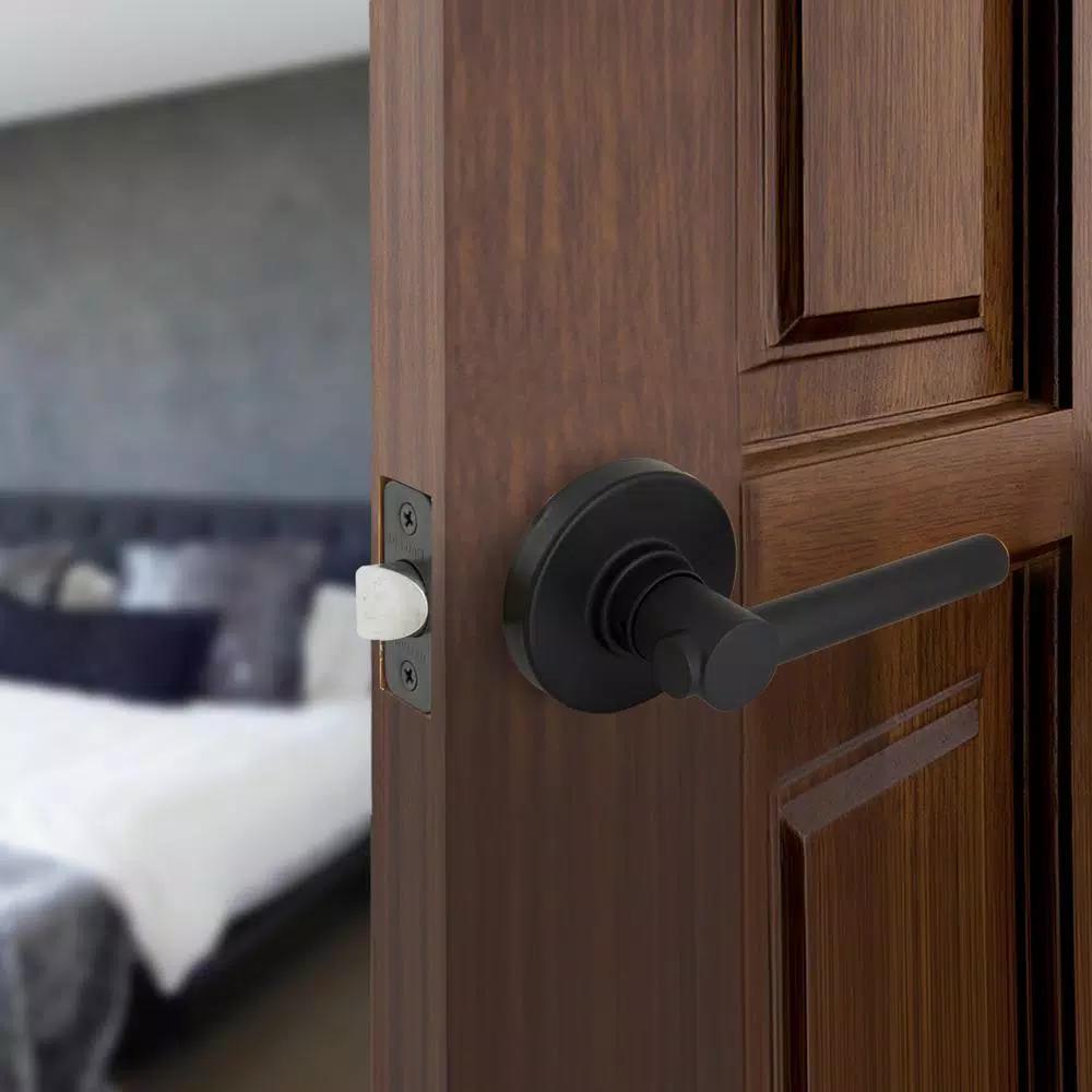 Defiant Highland Matte Black Passage Door Lever with Round Rose