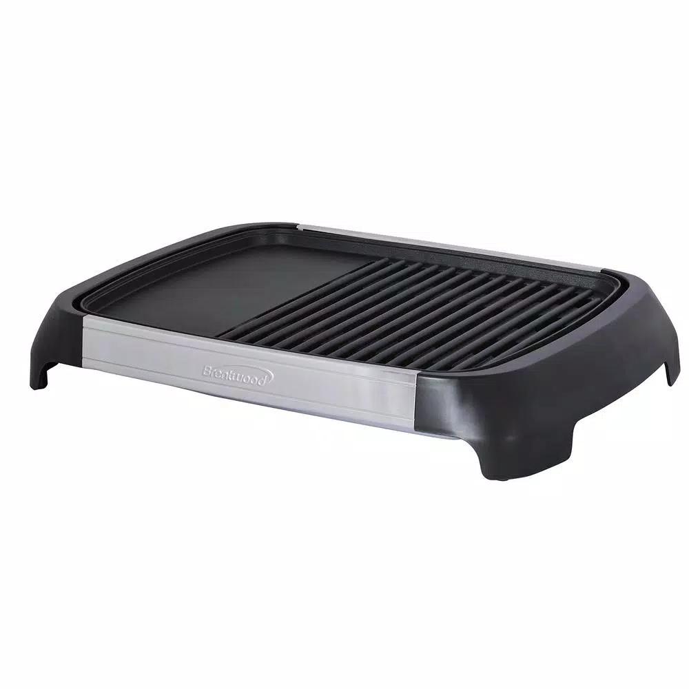 Brentwood Select 1200W Electric Indoor Grill and Griddle, Non-Stick Surface, Black & Stainless Steel