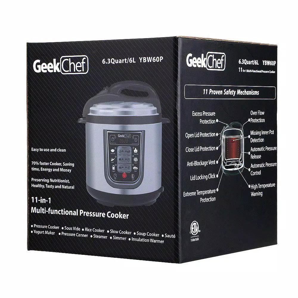 Geek Chef GeekChef 11-in-1 Electric Pressure Cooker, 6 Qt. Multi-Function Programmable Cooker with Sous Vide & Timer