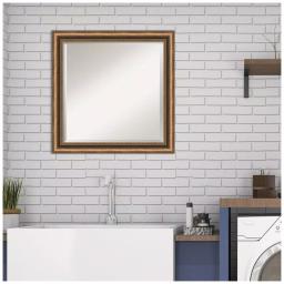 Amanti Art Manhattan 24 in. Square Bronze Wood Framed Beveled Edge Bathroom Vanity Mirror thumbnail 8