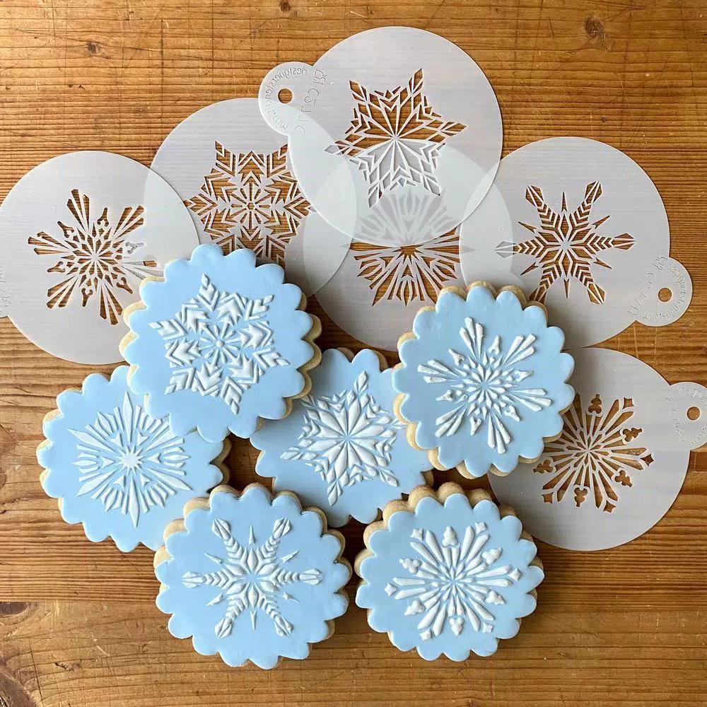 Designer Stencils Crystal Snowflake Cookie Stencil Bundle - 6 Intricate Patterns
