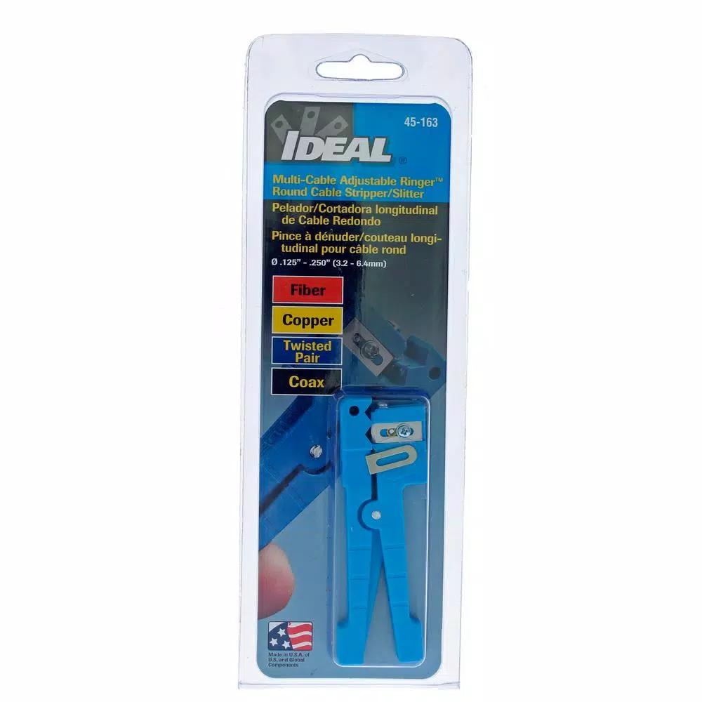 Ideal Adjustable Coax/Fiber Ringer Stripper Tool, 1/8 in. to 7/32 in., Blue