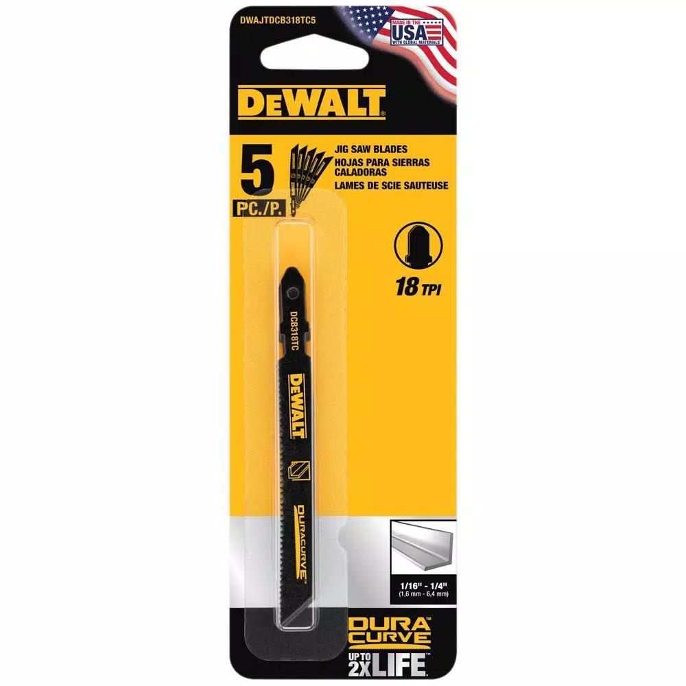 DEWALT 3-5/8 in. 18 TPI T-Shank Medium Metal Cutting Jig Saw Blades (5-Pack)