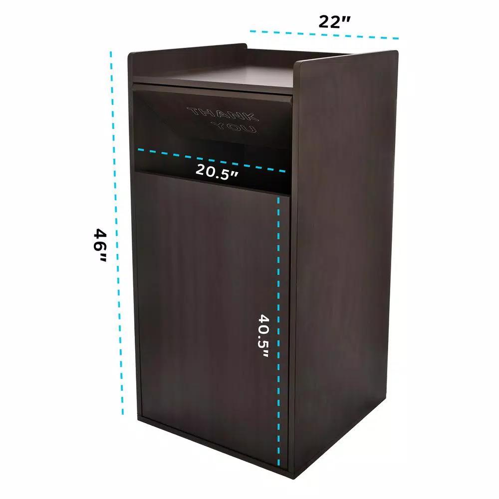 Alpine Industries 40 Gal. Black Wood Commercial Tray Top Waste Enclosure Trash Receptacle