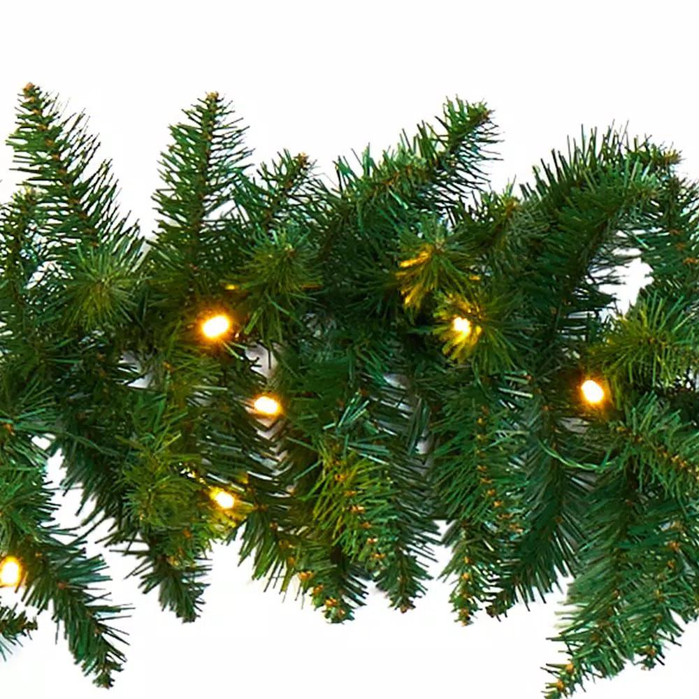 Nearly Natural 9 ft. Pre-lit Artificial Pine Christmas Garland with 50 Warm White LED Lights