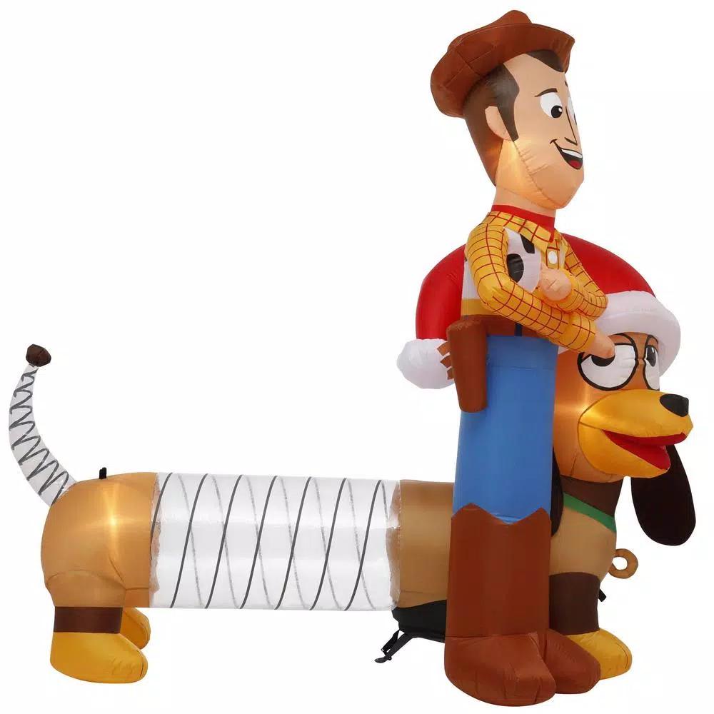 Disney Pixar Toy Story Woody and Slinky 5.6 ft. Pre-lit Inflatable Airblown Holiday Scene