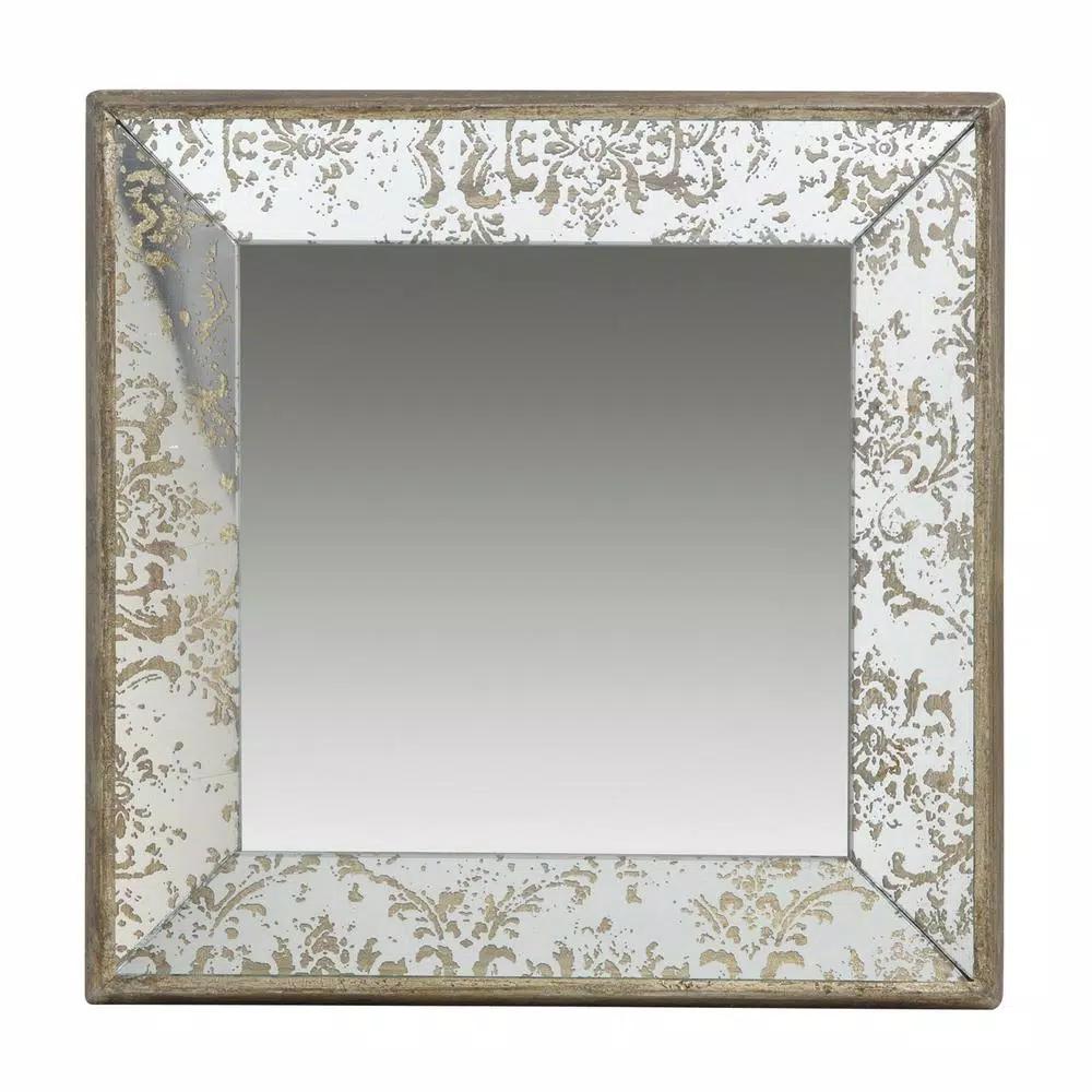A & B Home DualPurpose Gold Large Square Mirror and Decorative Tray