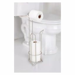 Bath Bliss Satin Nickel Toilet Paper Holder and Stand with Extra Roll Storage thumbnail 2