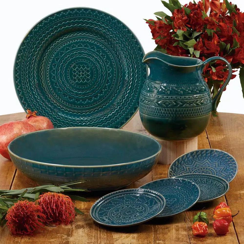 Certified International Aztec Teal 80 oz. Ceramic Pitcher