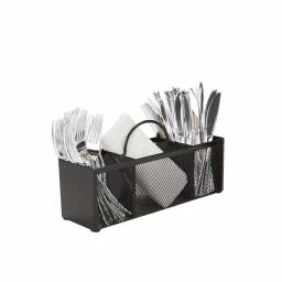 Mind Reader 3-Section Black Mesh Cutlery Holder & Silverware Organizer thumbnail 2
