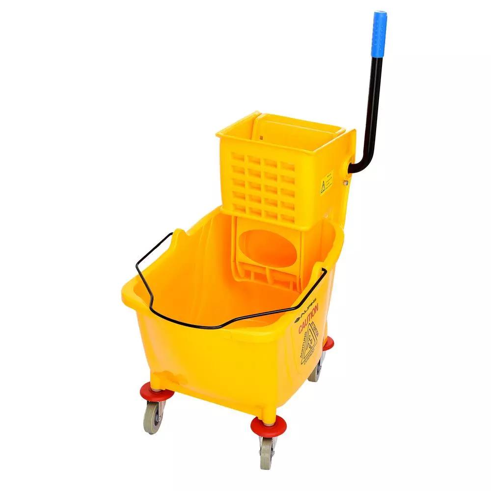 Alpine Industries 36 Qt. Yellow PVC Mop Bucket with Side Wringer