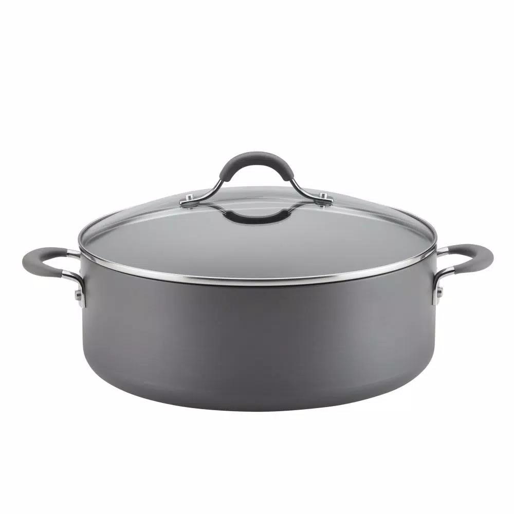 Circulon Radiance 7.5 qt. Hard-Anodized Aluminum Nonstick Stock Pot with Glass Lid, Gray