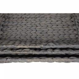 LITTON LANE Nesting Gray Seagrass Basket Trays with Black Metal Handles, Set of 3 thumbnail 4