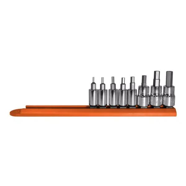 Mayhew 8-Piece Metric Hex Socket Bit Set, S2 Tool Steel & Chrome Plated