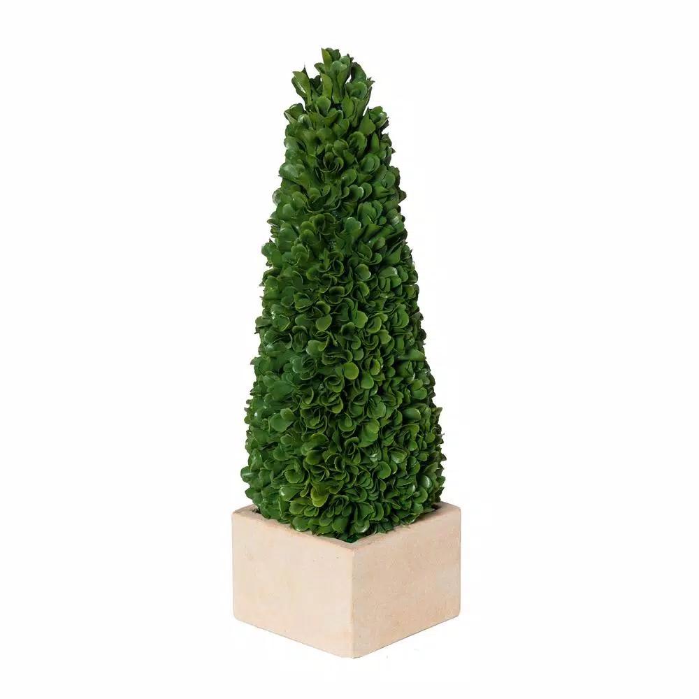 A & B Home Small Faux Boxwood Topiary Tree in Cream Terra Cotta Pot