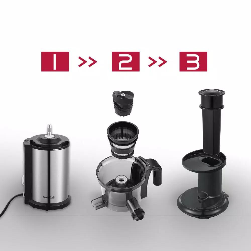 Boyel Living 200W Stainless Steel Slow Masticating Juicer, Quiet Cold Press Juicer with Reverse Function, Silver