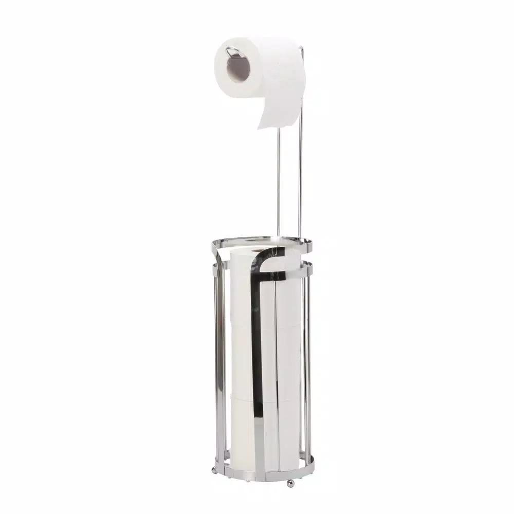 Bath Bliss Mod Collection Toilet Paper Holder and Reserve Stand with Storage in Chrome