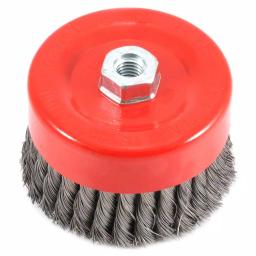 Forney 6 in. Knotted Wire Cup Brush, 5/8 in.-11 Threaded Arbor thumbnail 4