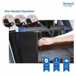Perma Child Safety Extra-Tall and Extra-Wide Outdoor Retractable Gate, 41 in. H x 71 in. W, Black thumbnail 3