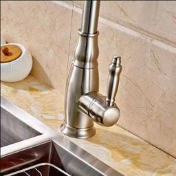 Vanity Art Brushed Nickel Single-Handle Pull-Down Kitchen Faucet with 360 Degree Swivel Spout thumbnail 5