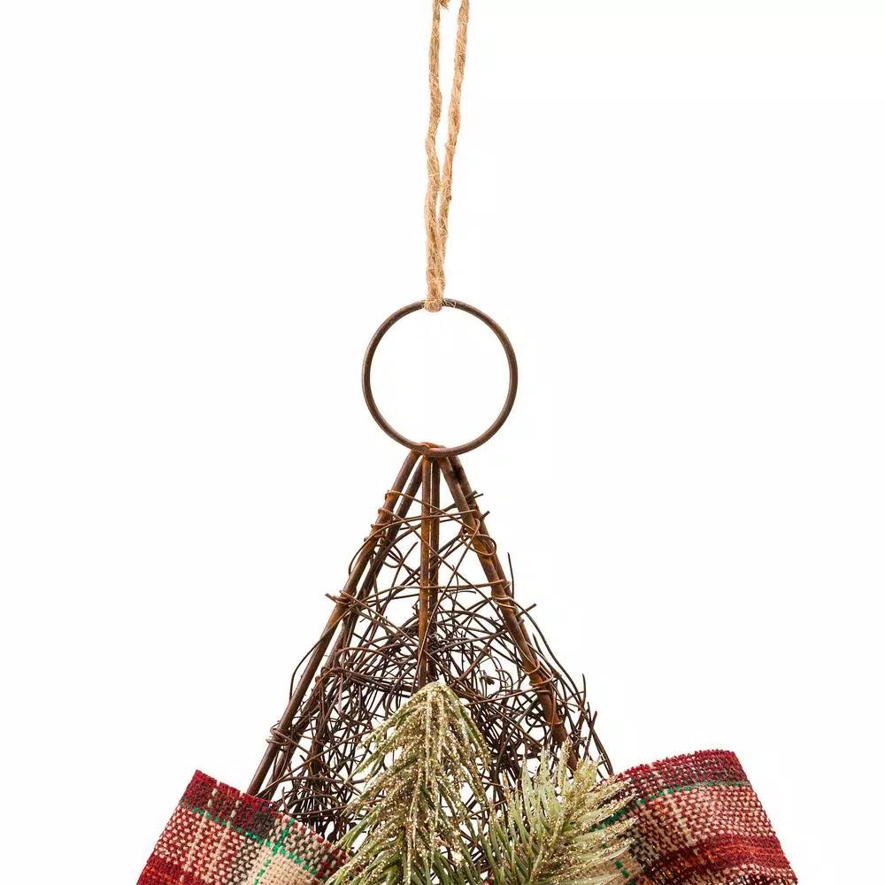 Alpine Corporation 20 in. Rustic Pinecone Christmas Star Hanging Decor