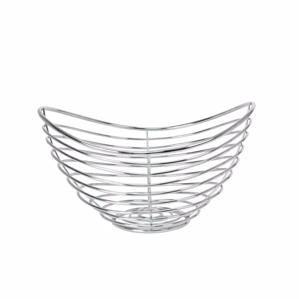 Spectrum Opus Chrome Steel Fruit Bowl - Decorative Countertop Produce & Bread Basket