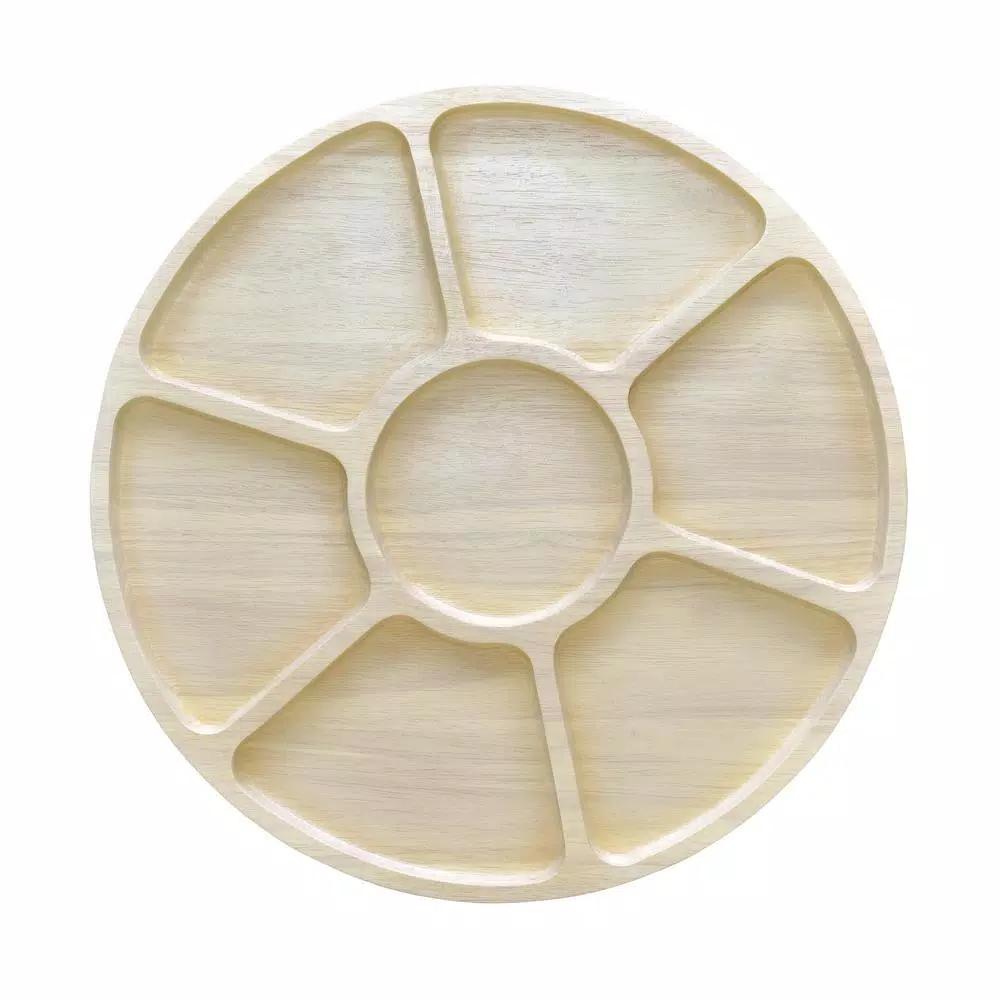 Noritake Hammock Wood 16 in. Divided Serving Dish, Blonde Natural Wood