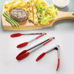 ExcelSteel 12 in. Stainless Steel Tongs with Red Silicone Tips, Stay-Cool Handle (Set of 2) thumbnail 5