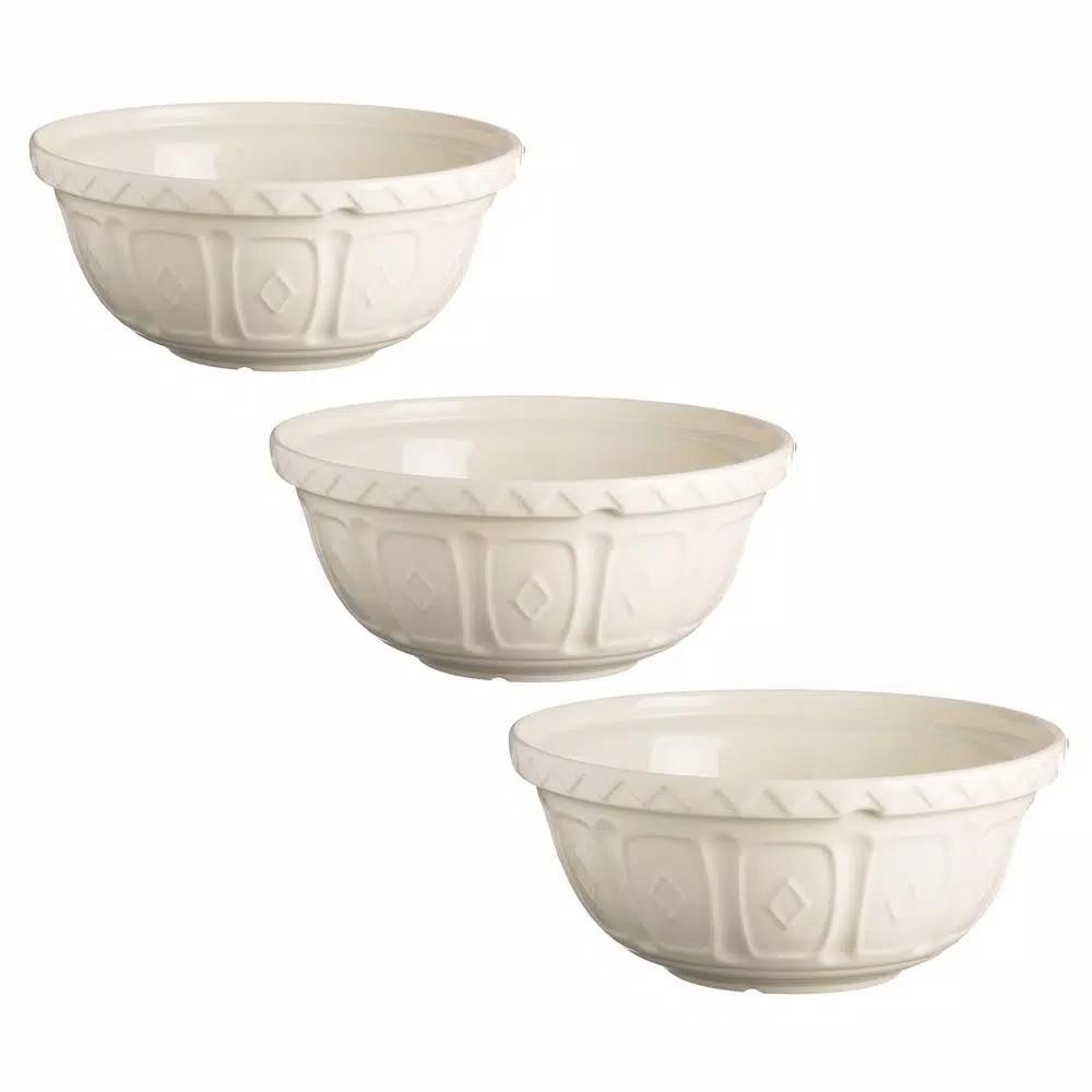 Mason Cash Colour Mix 3-Piece Cream Earthenware Mixing Bowl Set