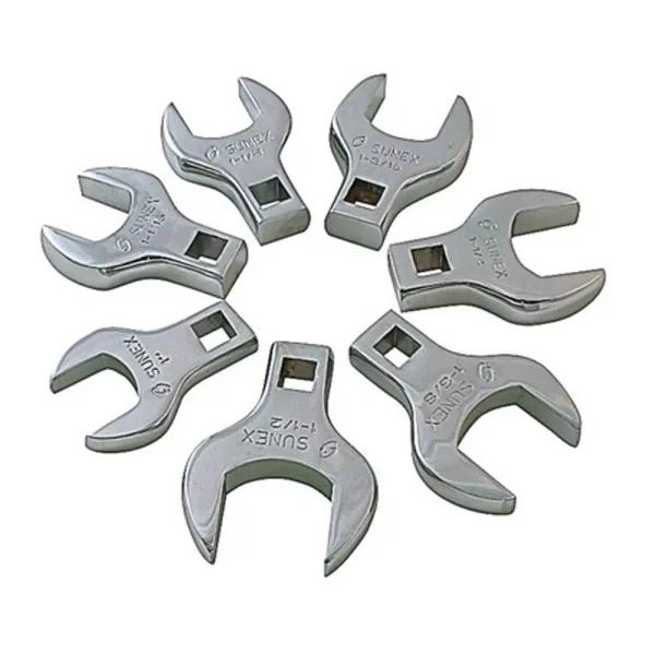 SUNEX TOOLS SUNEXPRESS 7-Piece Crowfoot Wrench Set, SAE, Alloy Steel