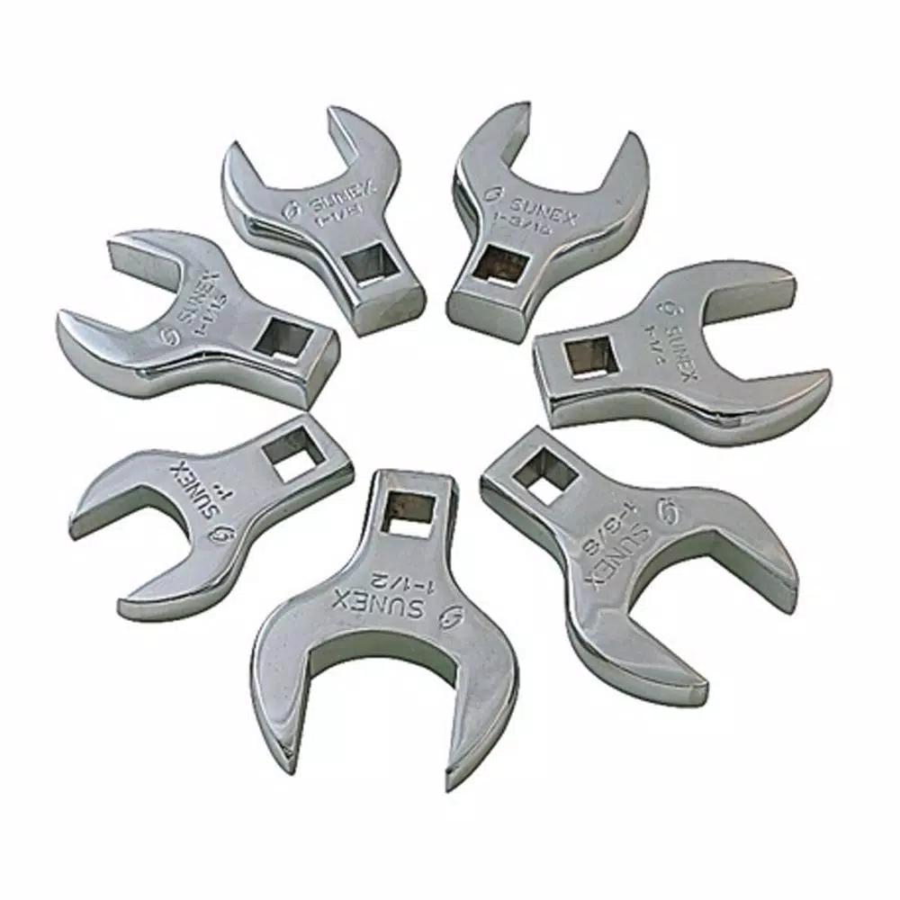 SUNEX TOOLS SUNEXPRESS 7-Piece Crowfoot Wrench Set, SAE, Alloy Steel