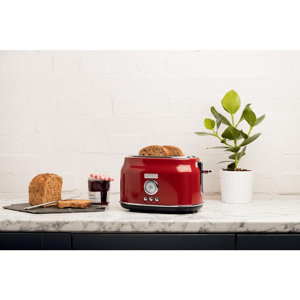 Haden Dorset 1500W 2-Slice Wide Slot Retro Toaster - Red
