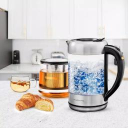 Ovente KG612S 1.7L Glass Electric Kettle with ProntoFill Technology and Reusable Teapot Infuser, Silver thumbnail 7
