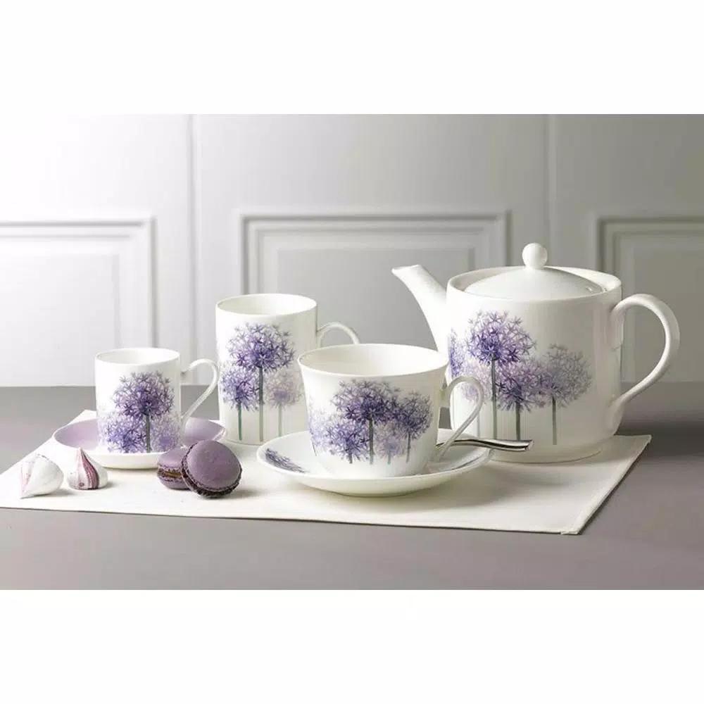 Unbranded Roy Kirkham Lucy Alliums Fine Bone China Mug Set of 6, 320ml, Made in England
