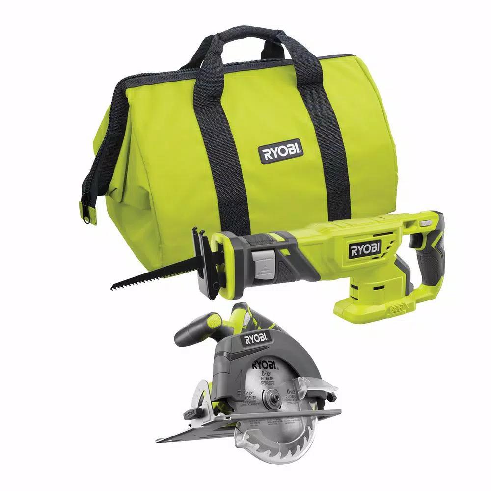 RYOBI 18V ONE+ Cordless Reciprocating Saw and 6-1/2 in. Circular Saw Combo Kit (Tools Only)