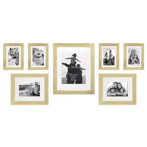 Stonebriar Collection Stonebriar Decorative Stamped Gold Metal Picture Frame Set, 7-Piece Gallery Wall Set