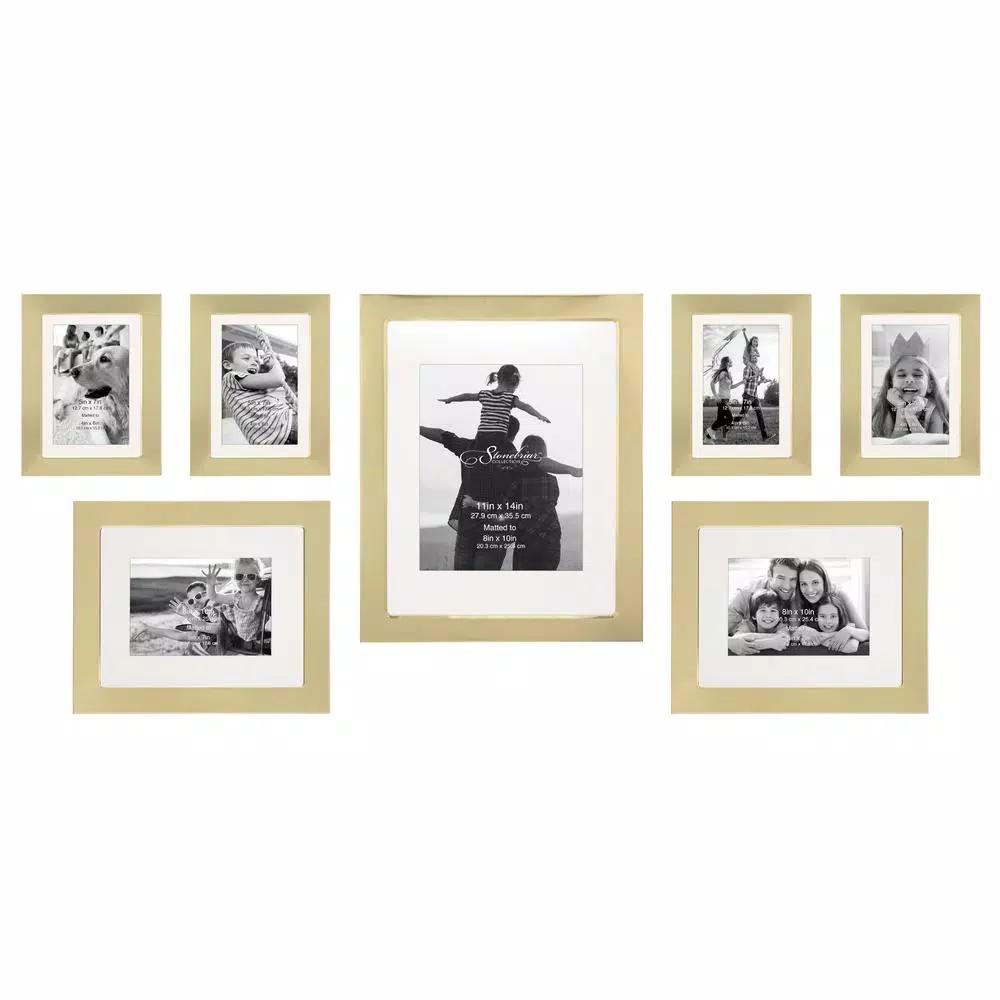 Stonebriar Collection Stonebriar Decorative Stamped Gold Metal Picture Frame Set, 7-Piece Gallery Wall Set