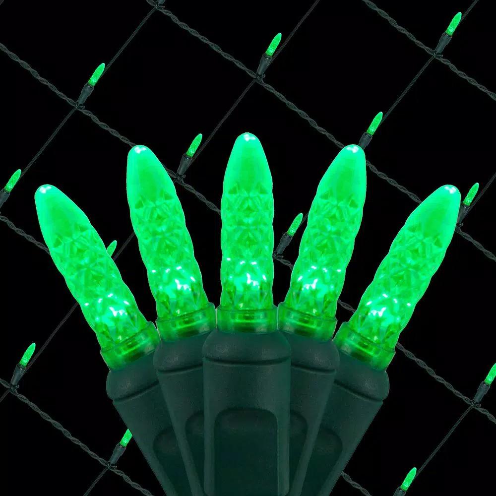 Wintergreen Lighting 48 in. x 72 in. 100-Light M5 LED Green Net Light Set