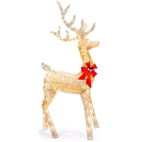 Best Choice Products 65.5 in. 3D Pre-Lit Christmas Reindeer Yard Decoration with 150 Warm White Incandescent Lights