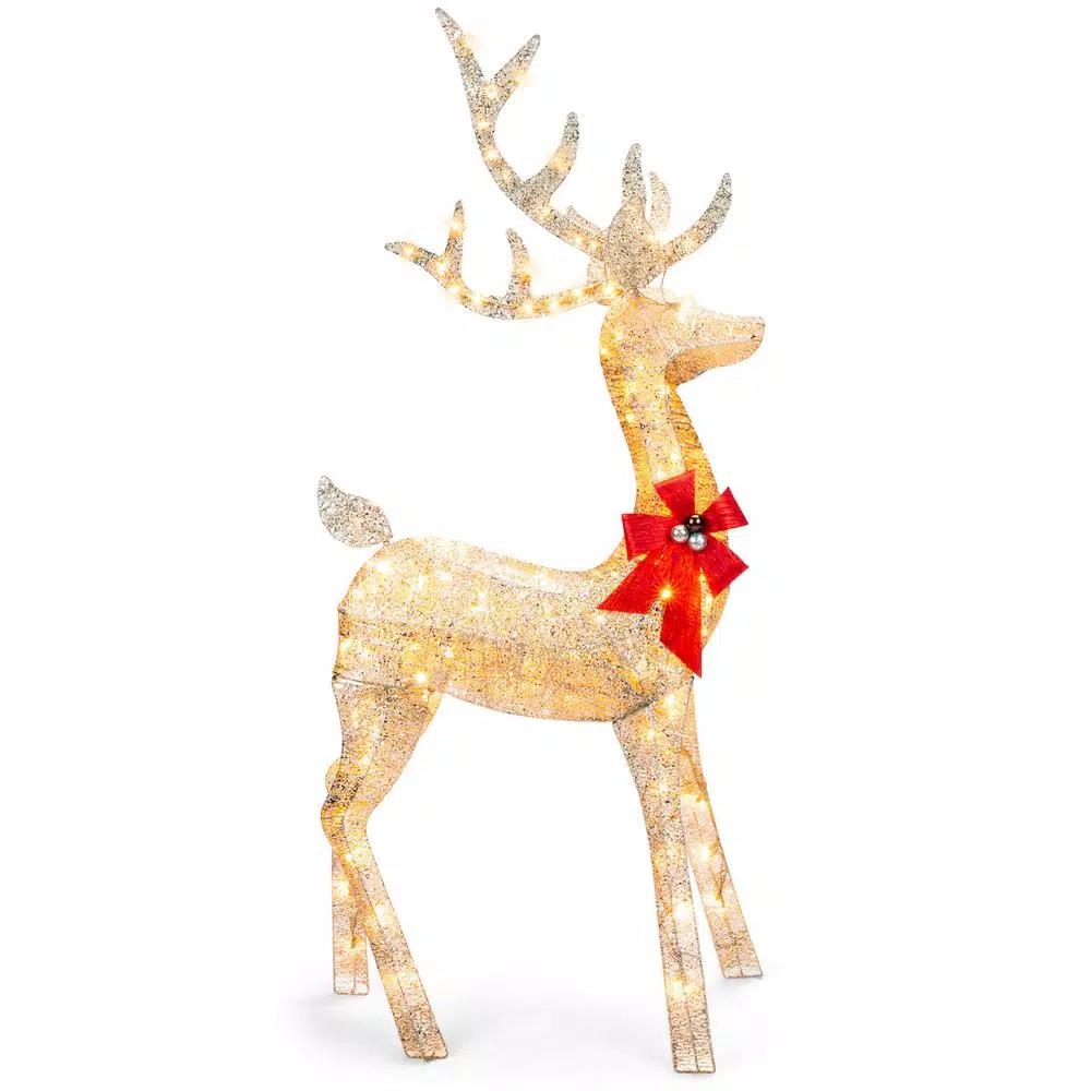 Best Choice Products 65.5 in. 3D Pre-Lit Christmas Reindeer Yard Decoration with 150 Warm White Incandescent Lights